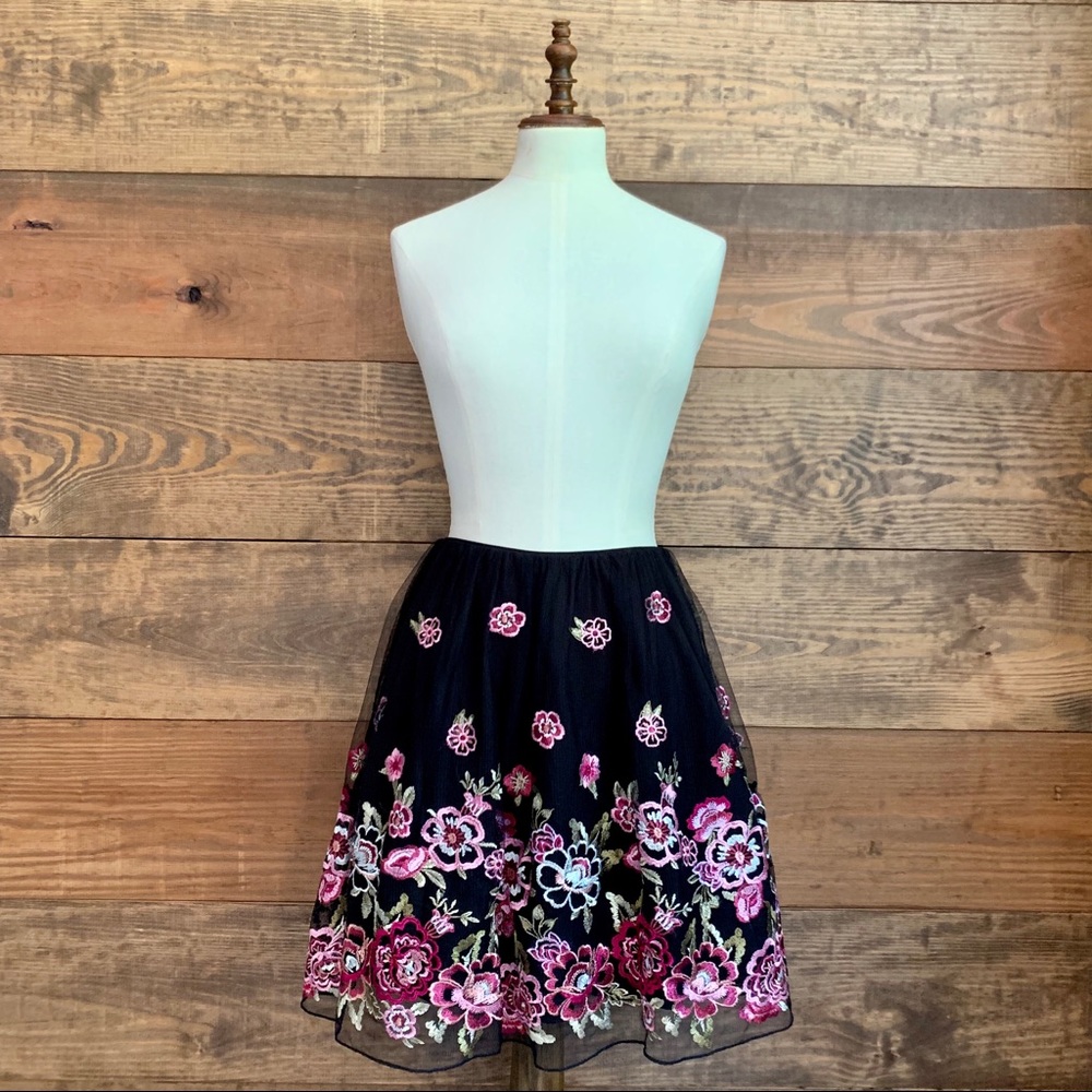 City Studio Floral Embroidered Skirt